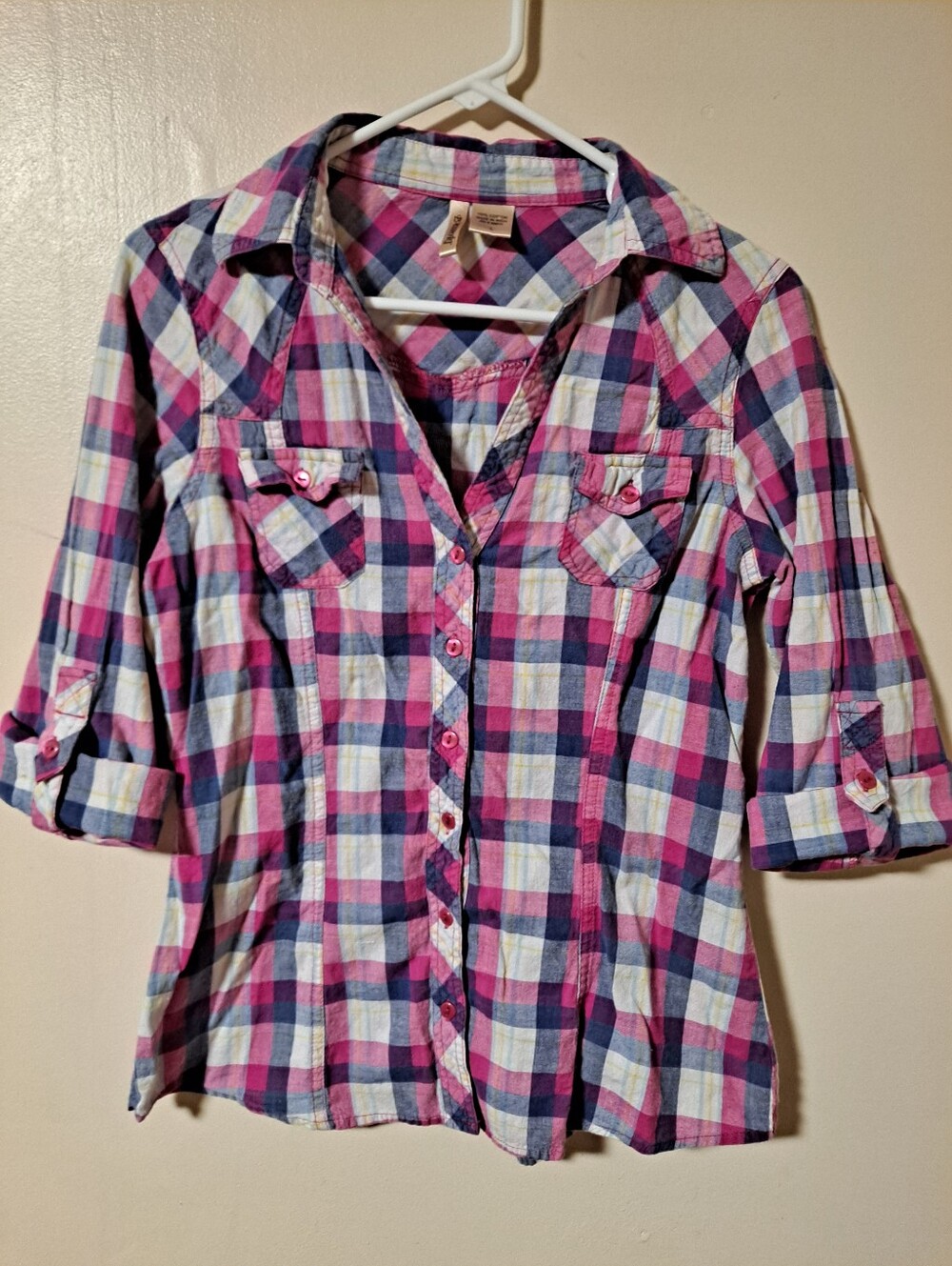 Passport Pink, Blue & White Plaid Button-Down Shirt